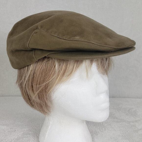 VTG Schuman Sullivan Men's Newsboy Taupe Velvet Cap w/ Snap Down Brim. One size - Picture 1 of 10